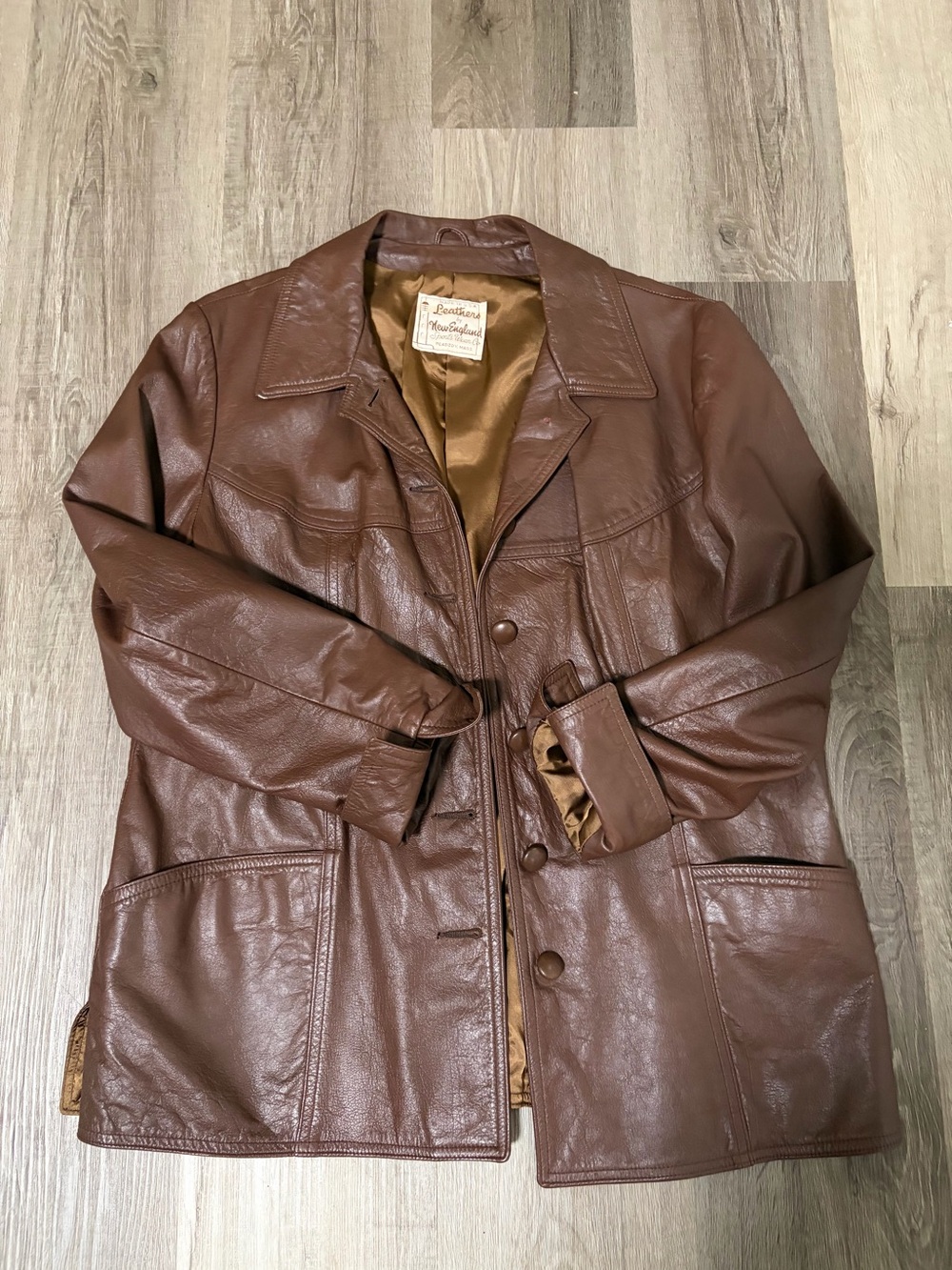 Brown Leather Button Jacket